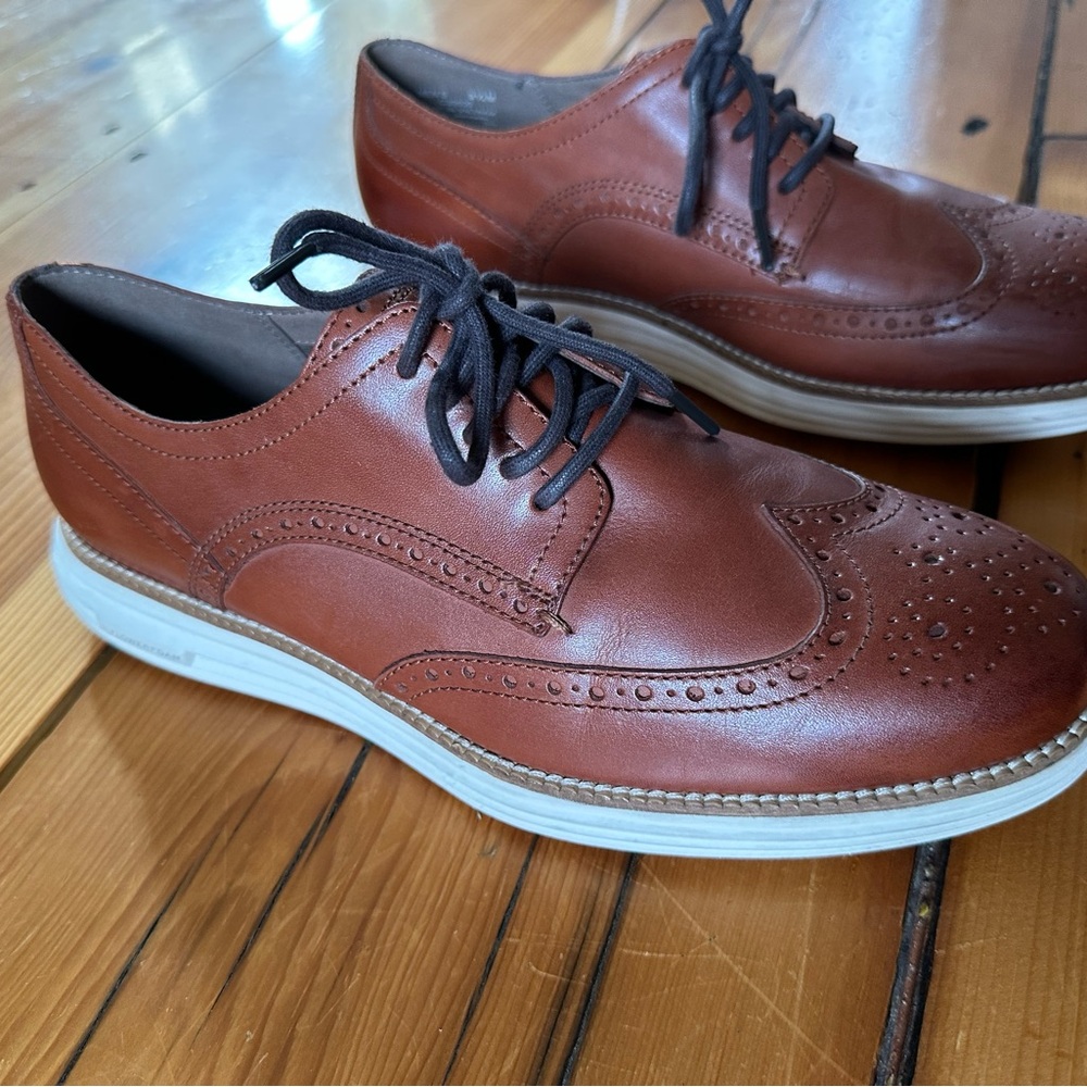 Cole Haan Men's Brown Wingtip Oxford with White Sole